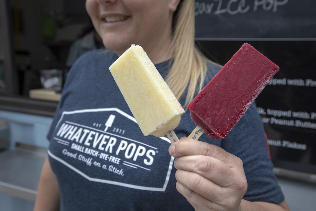 Whatever Pops' coconut lime and raspberry hibiscus rose flavors.