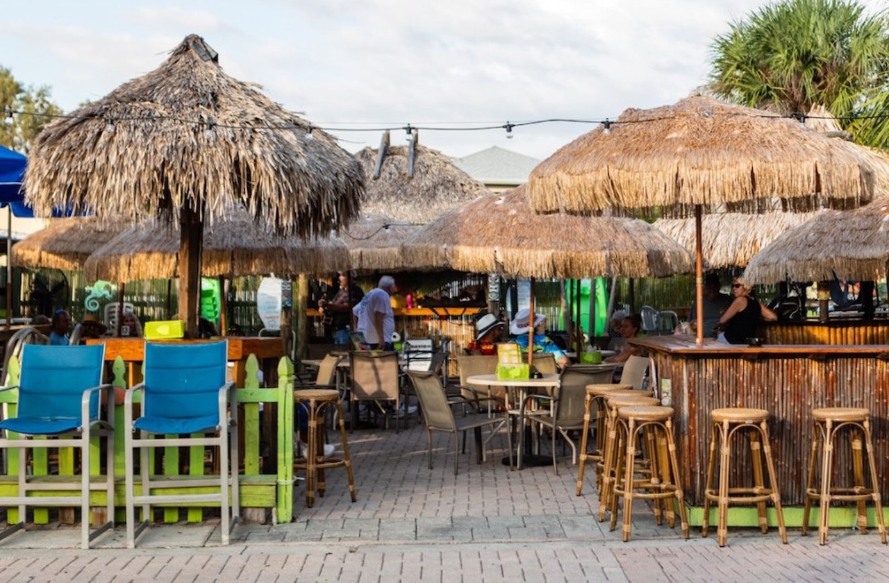 Bamboo Beach Bar & Grill
13025 Village Blvd., Madeira Beach, 727-398-5401
Known as the “Boo” by locals and annual snowbirds, this John’s Pass tiki spot is one of the oldest bars still standing along the Gulf Coast of Florida. Enjoy live music and daily drink specials while munching on menu favorites like the smoked fish spread, coconut shrimp seafood basket, Bamboo burger and eggplant fries.
Photo via Bamboo Beach Bar & Grill/Facebook