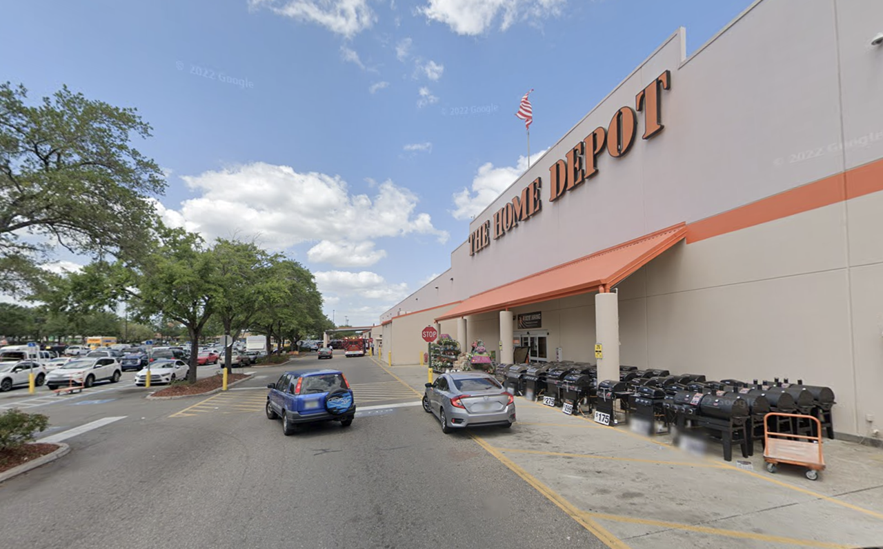 The Home Depot on Florida Ave
8815 N Florida Ave, Tampa
You could argue that most Home Depot parking lots are awful, but for whatever reason this one is exceptionally bad. Maybe it's the fact it's always extremely busy, or maybe it's the fact the sheds and hot stand take up prime parking real estate. Either way, you earned that glizzy if you survive this lot.  
Screen grab via They Live/YouTube
