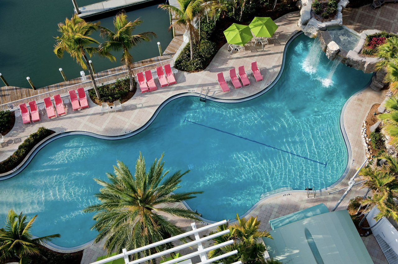 Hyatt Regency Sarasota
1000 Boulevard of the Arts, Sarasota, 941-953-1234    
$15-$30
With its lush greenery, waterfalls and whirlpool hot tub, Sarasota's Hyatt Regency might be the closest you can get to a tropical getaway without a plane ticket. Starting at $15 for children and $30 for adults, day passes get you access to the hotel’s pool, hot tub, sun deck, food and drink services, Wi-Fi and watercraft rentals for its private marina until 8 p.m. Self-parking is $10 and valet is $20.
Photo via Hyatt Regency Sarasota/website