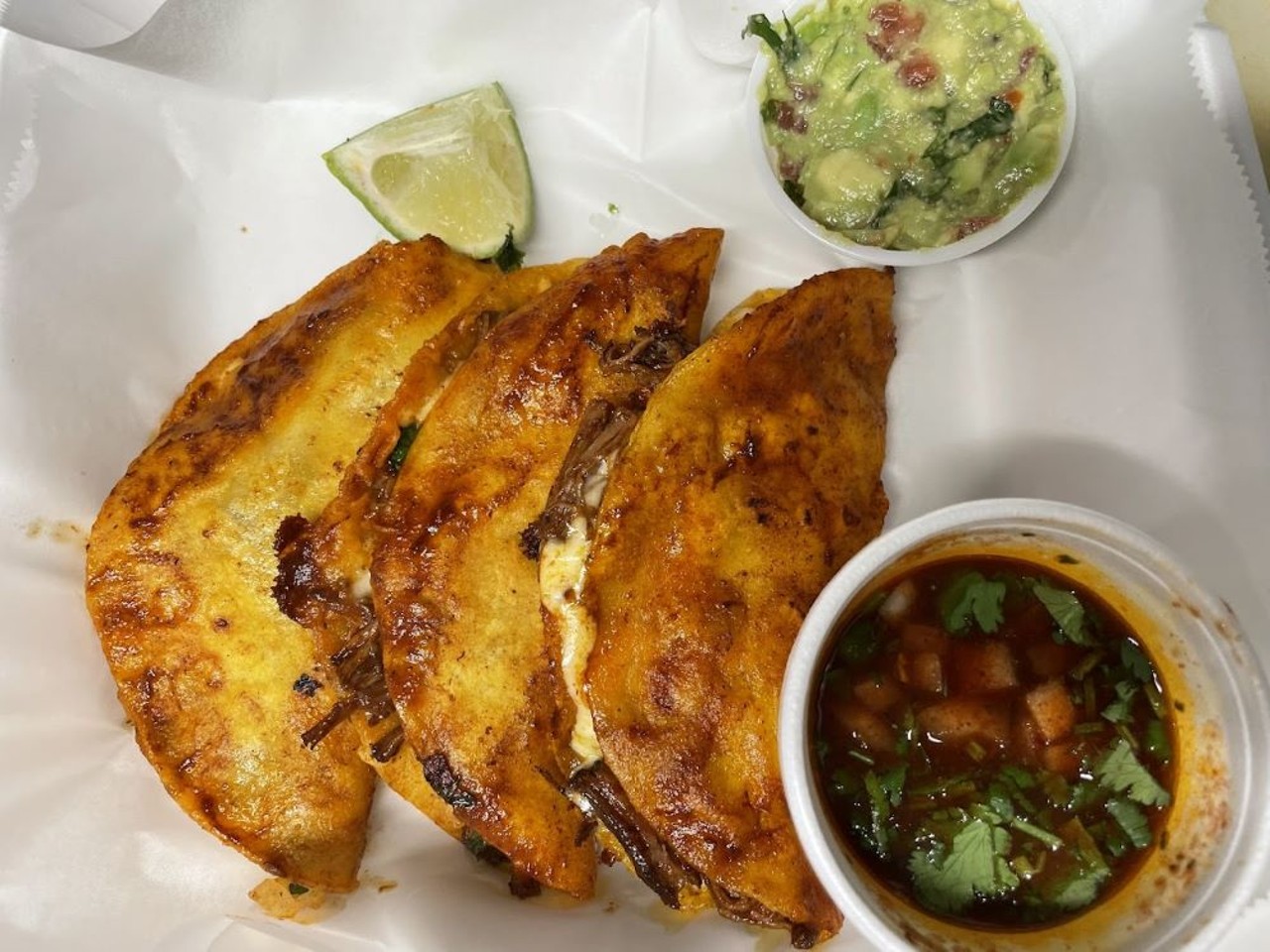 La Taqueria El Nopal 
8307 N Dale Mabry Hwy., Tampa, 813-679-8609
Whether you’re depositing funds at the PNC Bank or getting an oil change at the Jiffy Lube, reward yourself for adulting with a sope, quesadilla, or nopales.
Photo via La Taqueria El Nopal/Google