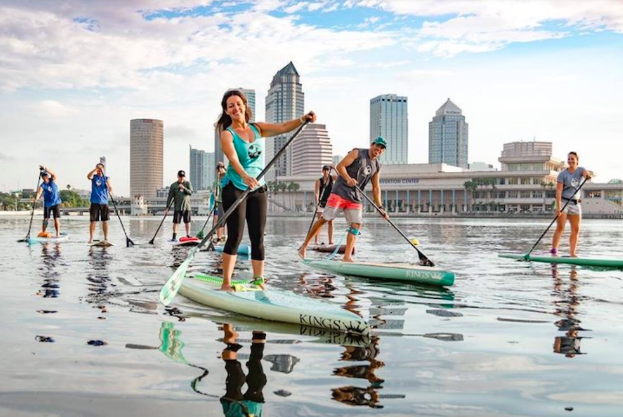 Go stand-up paddle boarding through downtown Tampa
13090 Gandy Blvd., St. Petersburg, (813) 598-1634 and 310 W. 7th Ave no. 5404, Tampa, 813) 598-1634
Urban Kai's paddle board tour takes you around the Tampa or Gandy area for a bit more of a physically demanding day on the water. Paddle board classes, events and adventure tours can be scheduled online. There are two locations including one right next to Armature Works in Tampa Heights.
Photos via Urban Kai website
