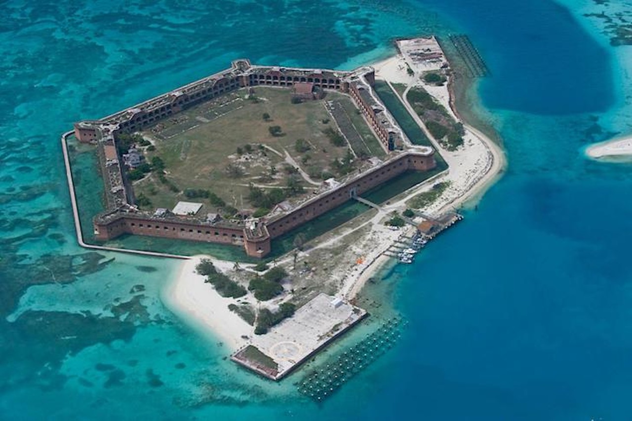 Dry Tortugas
40001 SR-9336, Homestead | 305-242-7700 
Grab a ferry and travel into Florida&#146;s past at Dry Tortugas, which served as a federal prison during the Civil War. Unlike many forts, you can actually camp here, so pitch a tent &#145;cause you&#146;ll want to soak in the royal blue water here with as much snorkeling as possible. 
Photo via Dry Tortugas National Park/Facebook