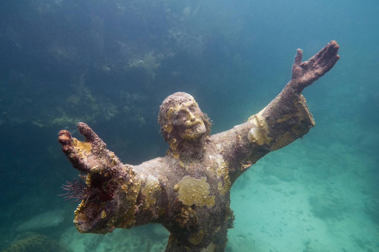 Christ of the Abyss
102601 Overseas Highway, Key Largo | 305-451-6300
The original statue is located in the Mediterranean Sea. But in 1965, a bronze replica was dropped in 25 feet of water approximately six miles east of Key Largo in the John Pennekamp Coral Reef State Park, and now offers an incredible spot for snorkeling.
Photo via Adobe Images