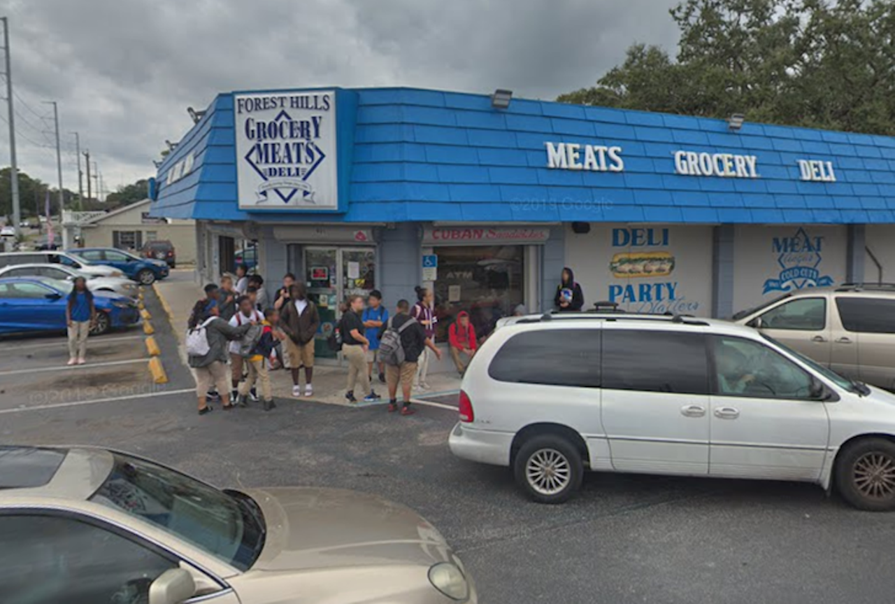 Forest Hills Grocery   
901 W. Linebaugh Ave., Tampa, 813-932-6025
This unassuming grocery store and deli has been slinging out Cuban sandwiches to in-the-know Tampa natives for years. For the truly hungry, Forest Hills Grocery offers their super Cuban. Its huge.
Photo via Google Maps