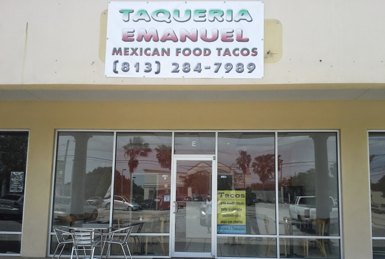 Taqueria Emanuel
2800 N MacDill Ave E, Tampa, 813-453-5954
Enjoy the eats at this family-owned spot in the heart of West Tampa. You can sip on a marg while dining in on MacDill Avenue or munch on barbacoa tacos wherever you want thanks to a food truck you can order for any special occasion.
Photo via Google Maps