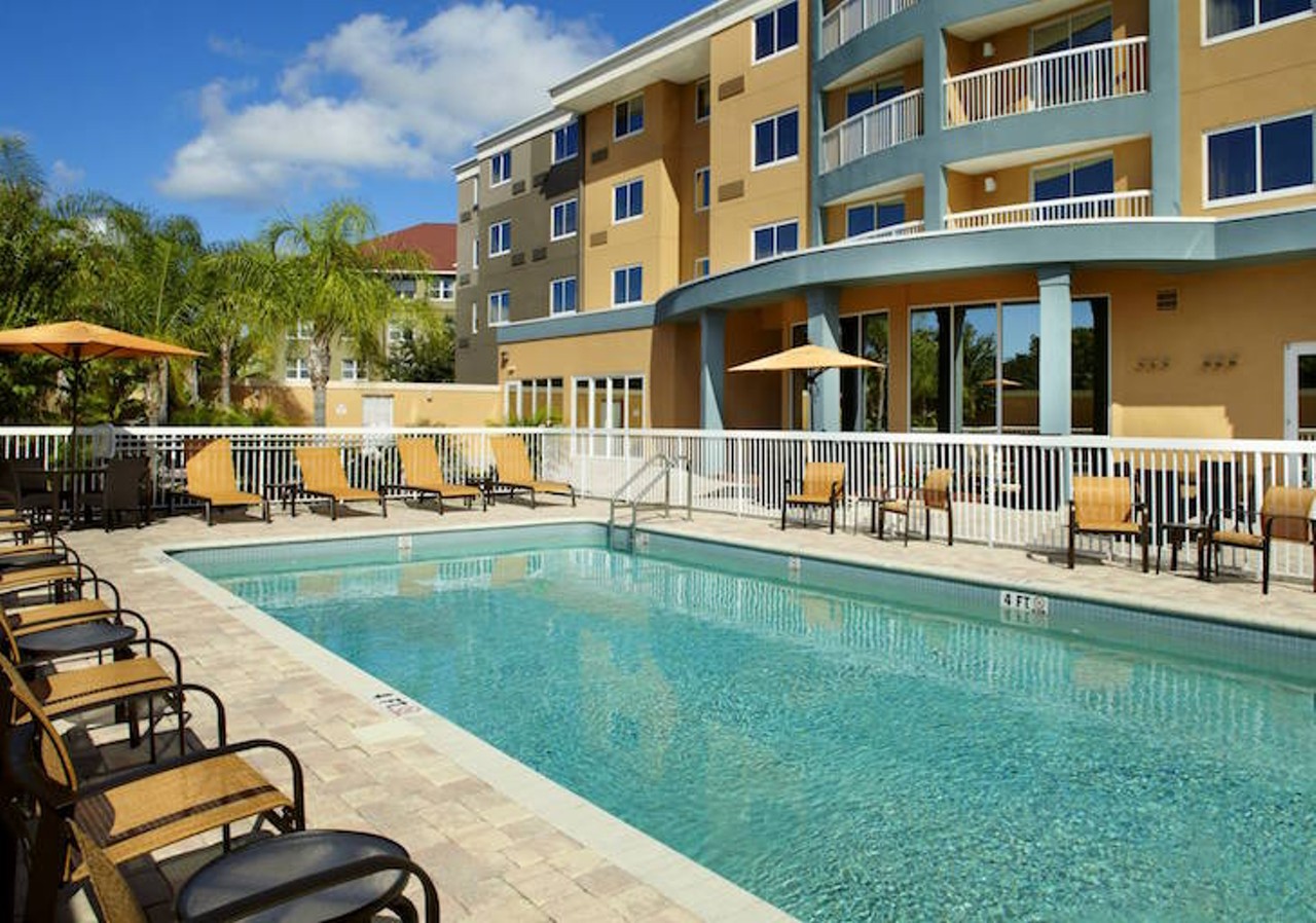 Courtyard by Marriott  
102 E Cass St, Tampa, FL 33602, (813) 229-1100 
Price: rooms starting at $125 per night  
This hotel&#146;s heated outdoor pool is listed as a fitness amenity, but it&#146;s totally okay if you just want to lay poolside with a drink in your hand. When you&#146;re looking for a quick city escape without ever leaving the city. 
Photo via  Marriott/Facebook