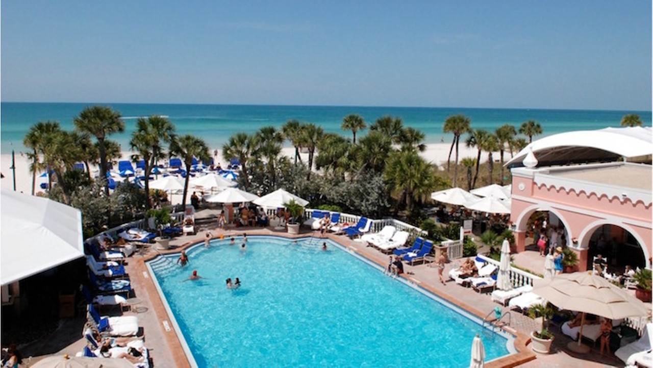 Don CeSar  
3400 Gulf Blvd, St Pete Beach, FL 33706, (727) 360-1881
Price: $50 day pass    
A $50 day pass to this iconic, massive pink landmark can give you a taste of the good life without breaking the bank. You can use their pools, hot tubs, steam rooms, fitness center, and even utilize the Don CeSar's private beach access. 
Photo via Josh Hallett via Flickr/CC2.0
