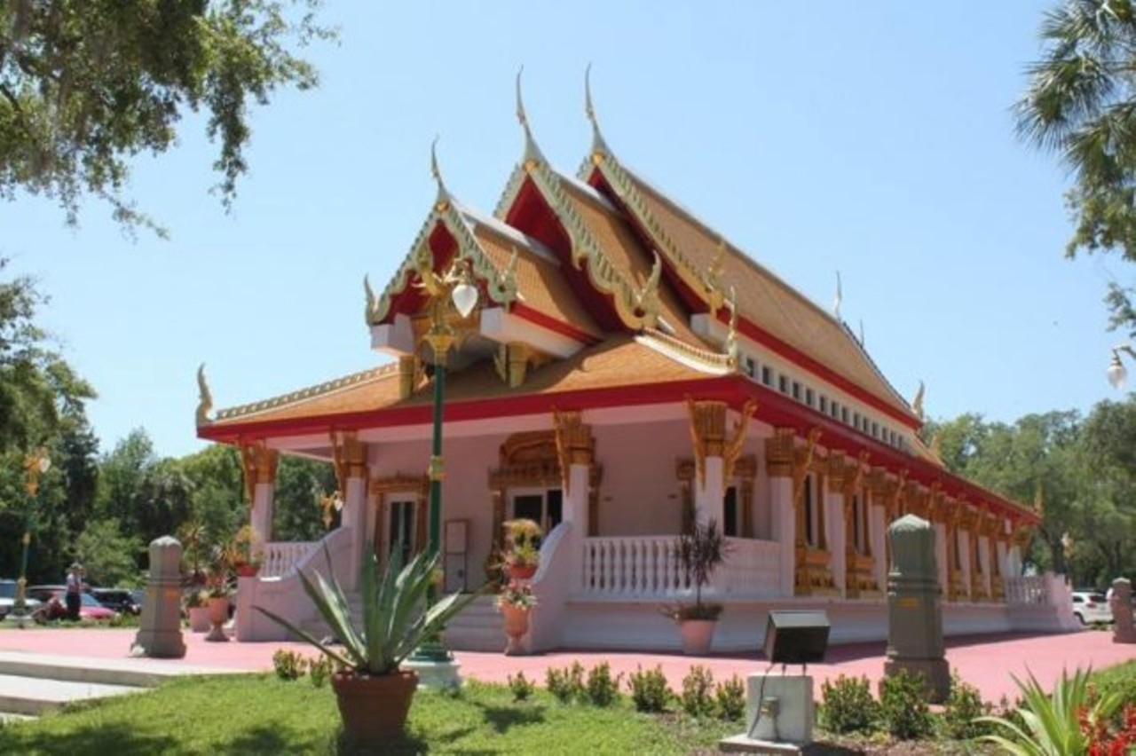 Wat Mongkolratanaram Buddhist Temple 
5306 Palm River Rd. Tampa , Florida 33619-3746, (813)-621-1669 
On a large Buddhist compound on the river next to the monk&#146;s residence and the Dharma relaxation area, lies a beautiful Ayudhya style Buddhist Temple. The compound offers a popular Sunday market filled with fresh Thai food, plants, produce. 
Photo via USF Global Disaster Management, Humanitarian Relief & Homeland Security/ Facebook