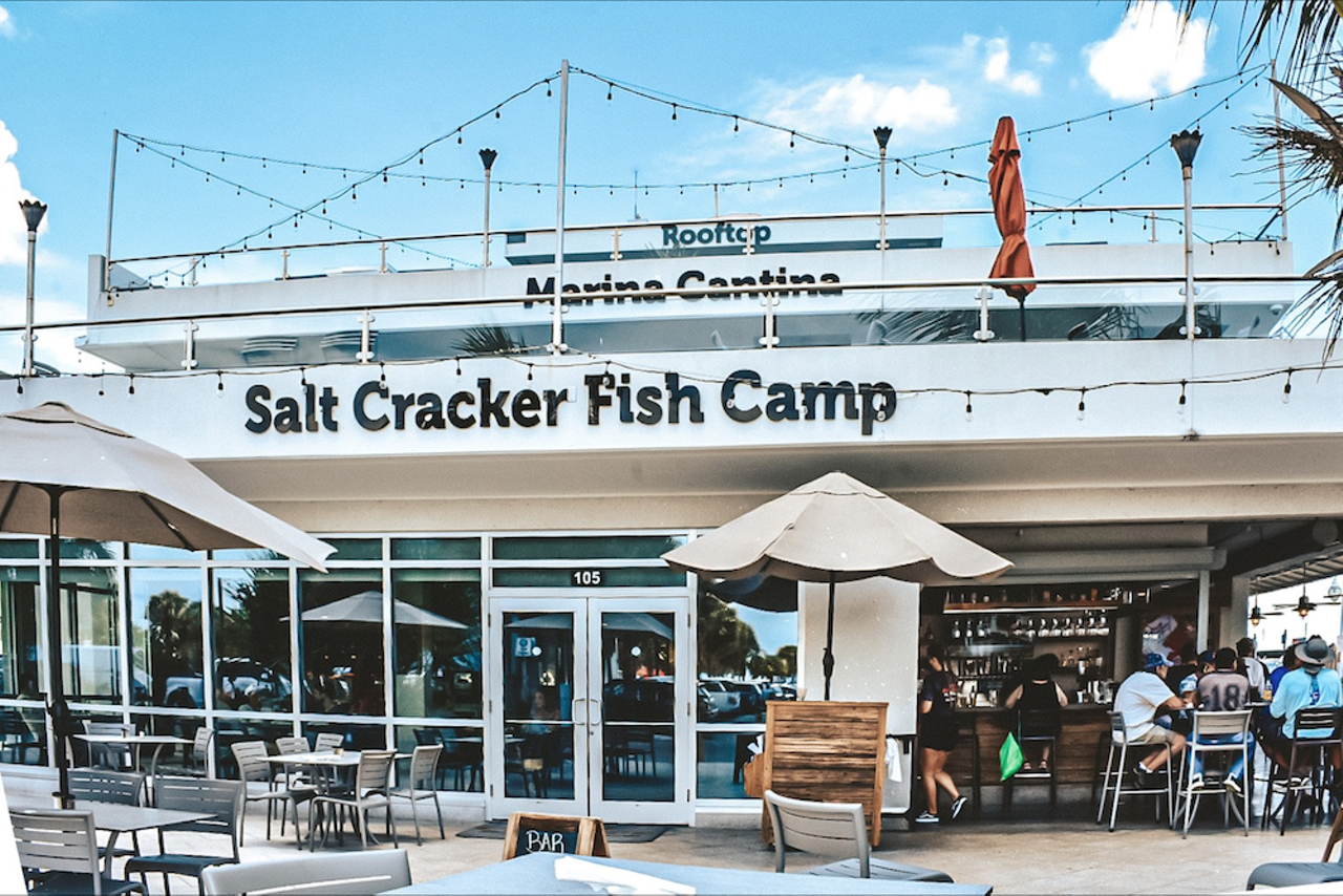 Salt Cracker Fish Camp
25 Causeway Blvd., Clearwater Beach, 727-442-6910
As a part of the busy surroundings of Pier 60, this waterfront restaurant offers the unique experience of taking you for a boat ride so you can catch and clean your own fish before it's cooked by the chefs. It also has an “all day, every day” happy hour where you can get two drinks for $10.
Photo via Salt Cracker Fish Camp/Facebook