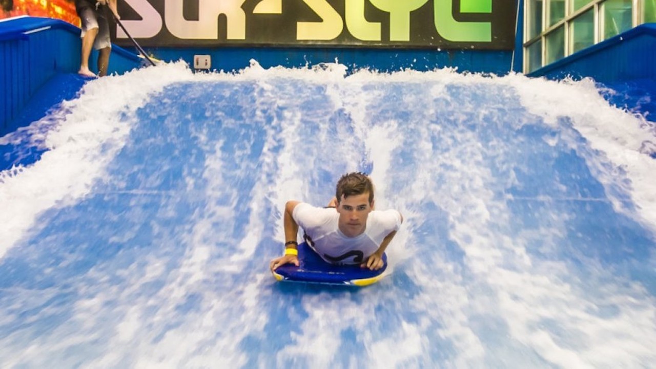 Hang 10 at FlowRider Indoor Surfing
311 S Gulfview Blvd., Clearwater Beach. 888-787-3789
Clearwater Beach’s famous indoor surfing experience is an artificial wave machine that is fun for both beginners and pros. The wave machine is located within Surf Style, which also features a full-sized retail shop and convenience store. Reservations are encouraged.Photo via Visit St. Pete Clearwater/website