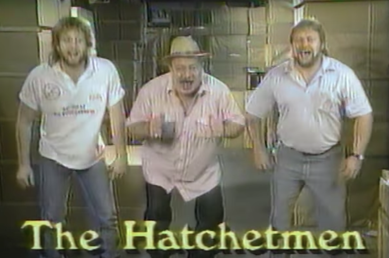 The Hatchetmen
Back in the &#145;80s, Bay City Cabinets commercials featured the three &#147;hatchetmen&#148; shouting about deals, waving their hands over their knees and laughing in unison. Although decades have passed since the company aired their first commercial, a brief advertisement from Bay City Cabinets that was posted on Facebookroughly a year ago shows the hatchetmen know not to mess with success.
Photo via YouTube