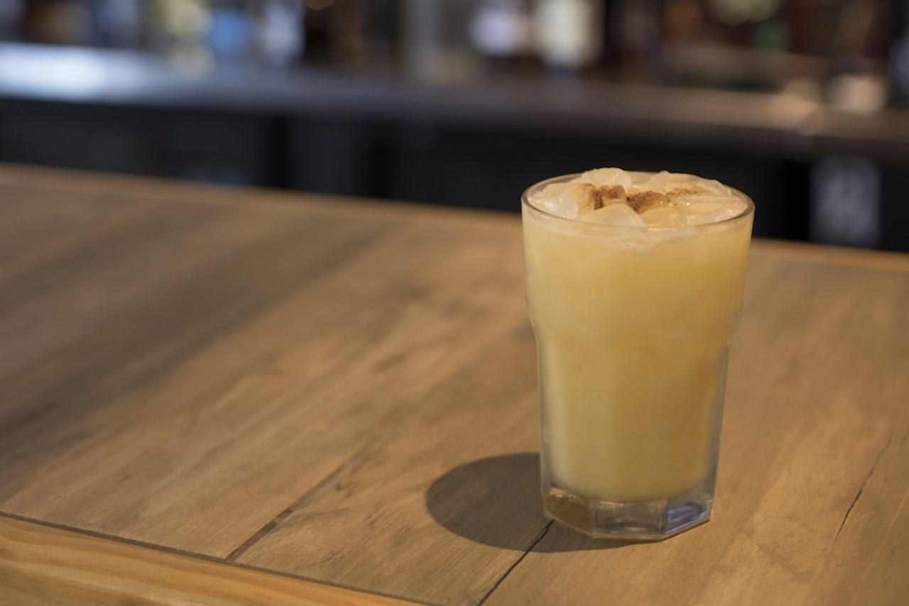 The Painkiller is a refreshing mix of Brinley Gold Shipwreck Coconut Rum punched up with pineapple, coconut, orange and nutmeg.