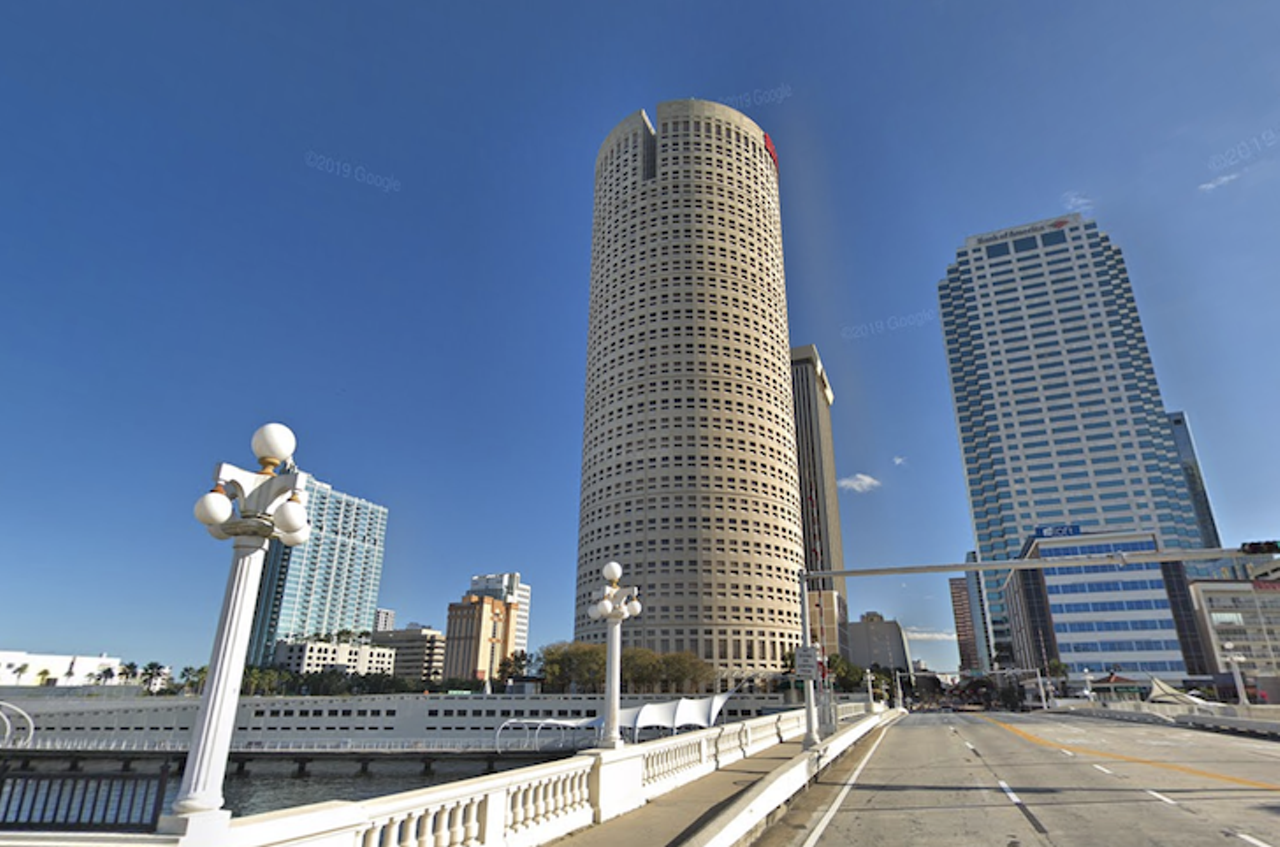 Tampa&#146;s &#147;Beercan Building&#148; is the only round tower in the city, and was built by famous architect Harry Wolf 
Tampa's only round tower, the Rivergate Tower, was built in 1988 by world-renowned architect Harry Wolf, and it was designed using the Fibonacci sequence, where every number is the sum of the two preceding numbers. Each tile in the floor and each window pane get progressively bigger. None of that was changed in the remodeling. 
Photo via Google Maps