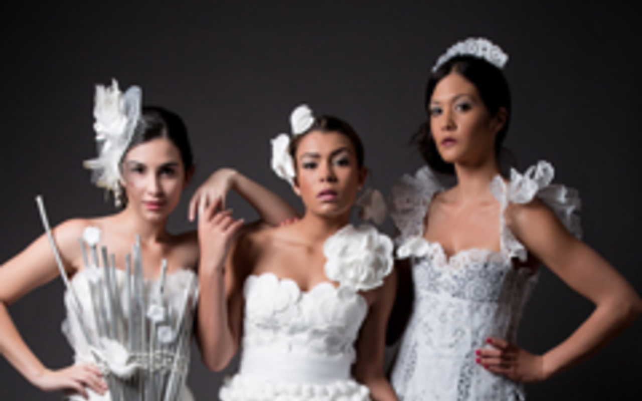 RECYCLED BRIDE: Lina Teixeira's seven-piece collection consists of wedding gowns painstakingly made from disposable items like doilies.