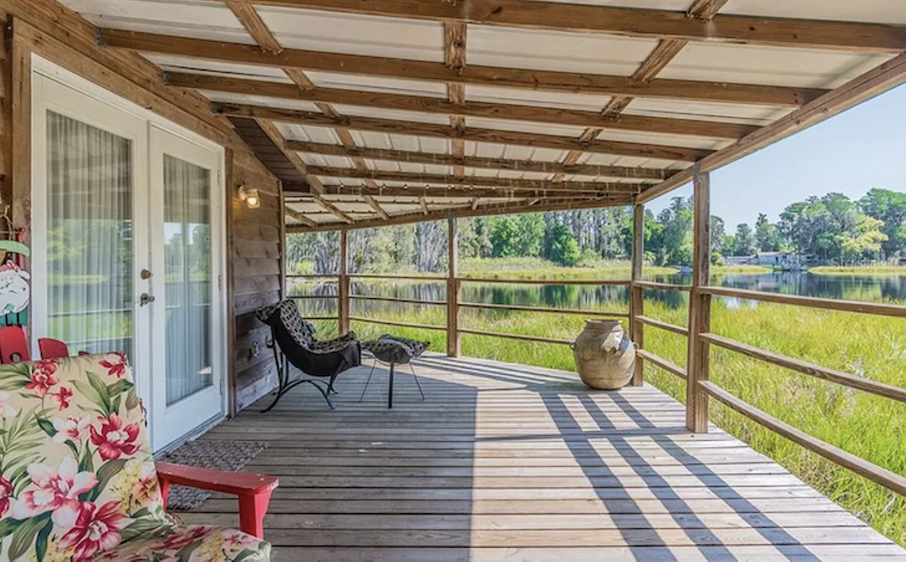 A Tampa Bay fishing cabin is on the market for $280K, and it sits 'over' a lake