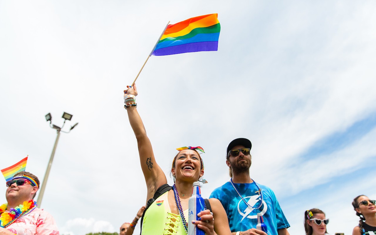 Partygoer at Pride OUTside in St. Petersburg, Florida in June 2021.