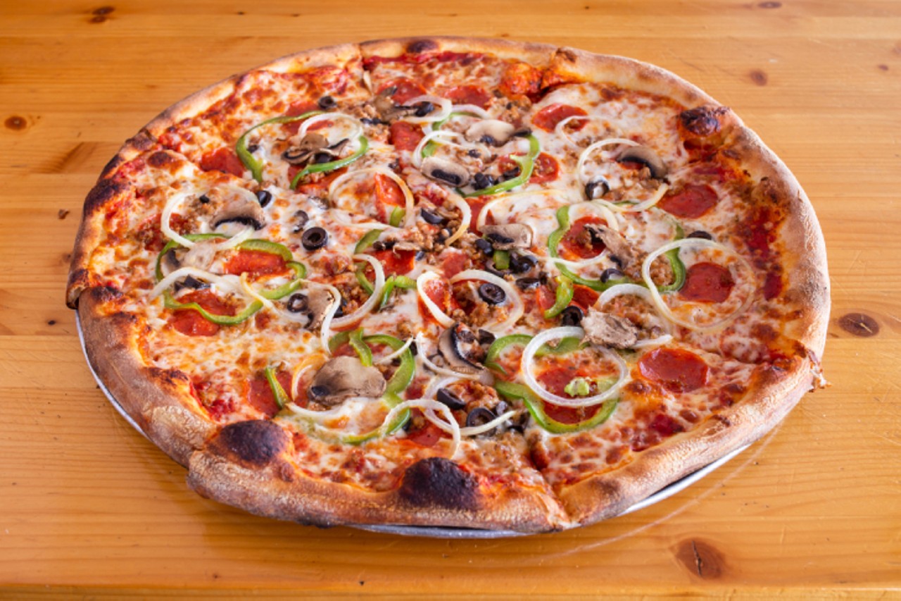 Madison Avenue Pizza
2660 Bayshore Blvd., Dunedin
(727) 754-6144
madisonavepizza.com  
$10 - Any 12&#148; specialty pie. Add on a $5 Peroni!
Takeout (call-in), Online ordering (pickup), Curbside pickup, Dine-in, Delivery