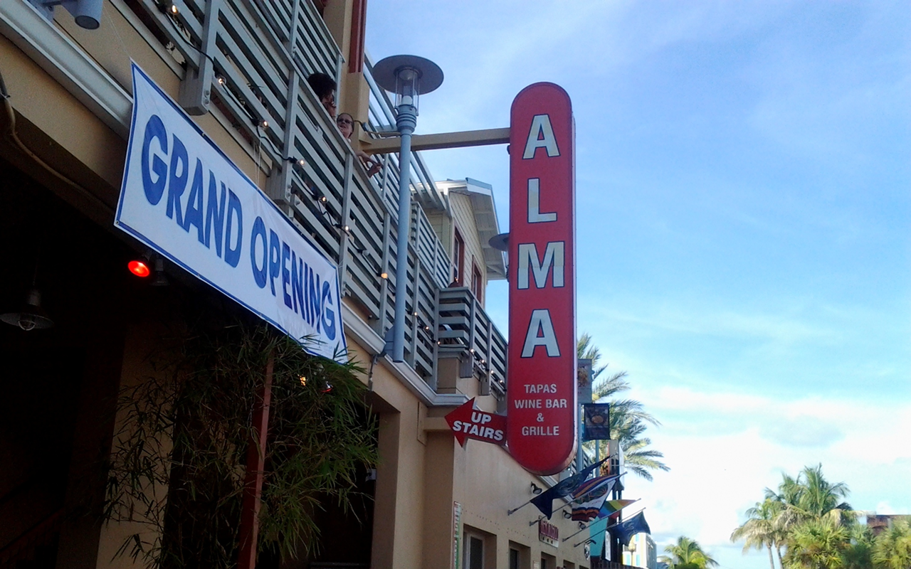Alma's on the second floor of 111 Boardwalk Place at John's Pass in Madeira Beach.