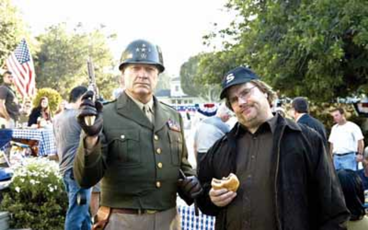 MOORE IS LESS: General George S. Patton (Kelsey Grammer) and Michael Malone (Kevin Farley) in An American Carol