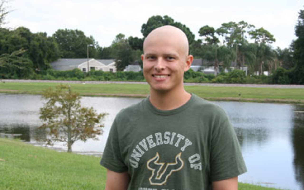 BALD LIKE ME: After chemo led Mark Frangione to lose his hair, four friends from the school orchestra shaved their heads in solidarity.