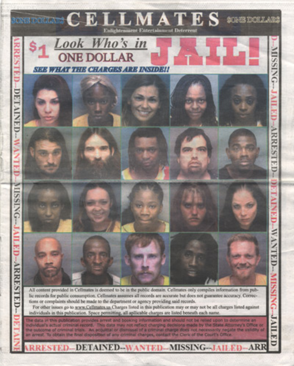 BEST PLACE TO FIND YOUR NEIGHBORS MUG SHOT: Cellmates newspaper