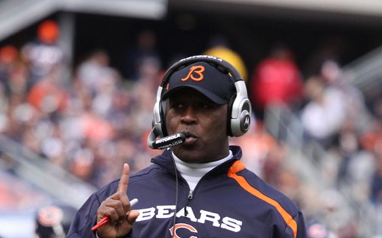 COACH SMITH: News Bucs coach Lovie Smith (seen here in his past life as Bears head coach) brings defensive smarts and an A-list team of coordinators to the team.