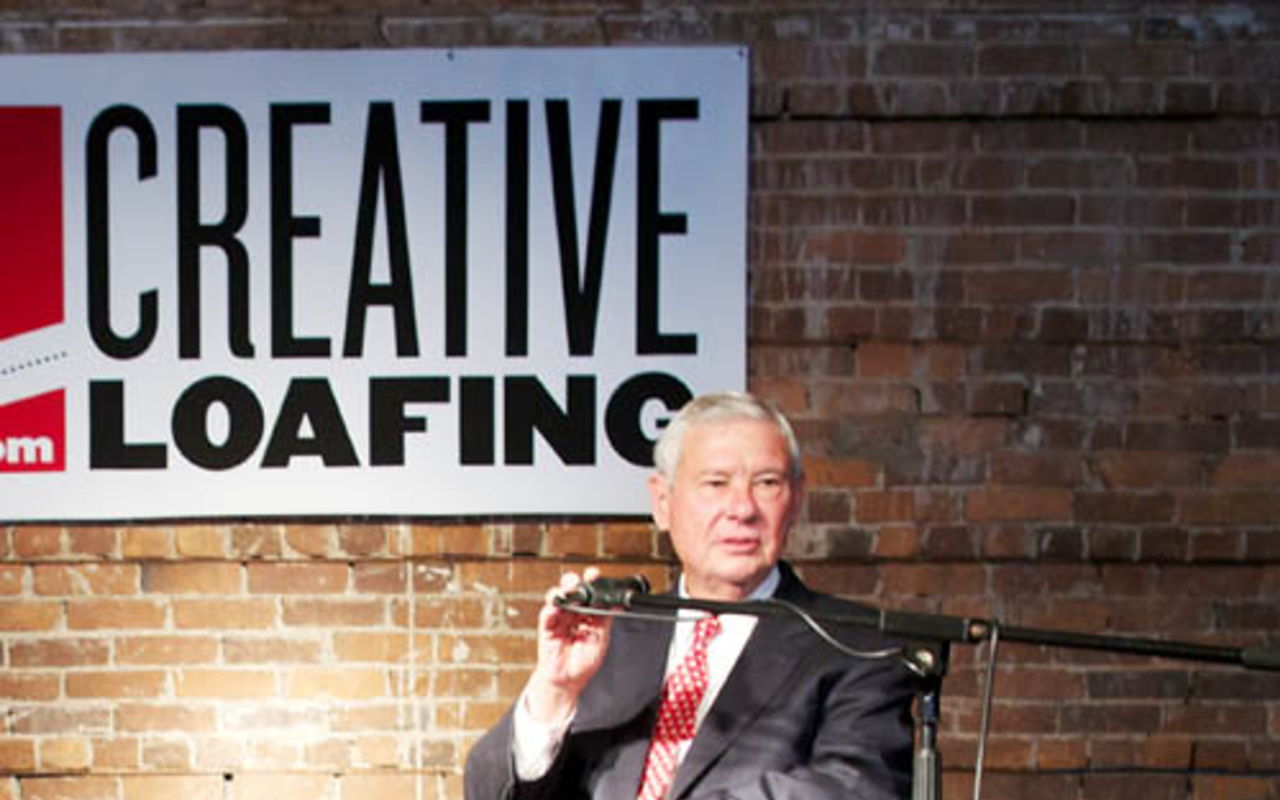 A SENATOR IN THE HOUSE: Bob Graham at the mic in CL Space June 21.