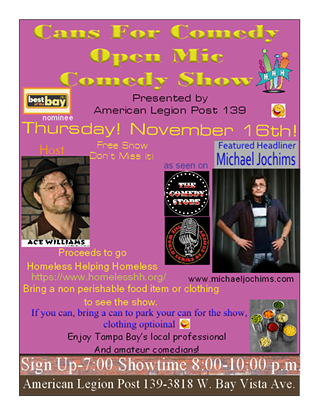 Cans For Comedy Open Mic Show feat. Michael Jochims, Ace Williams Host