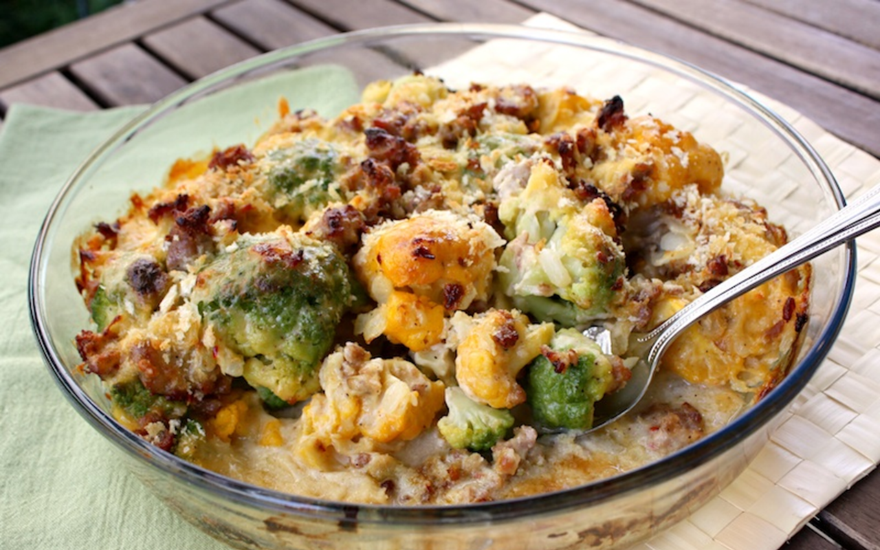 TRICK OR TREAT? There really is orange and green cauliflower in this classy gratin.