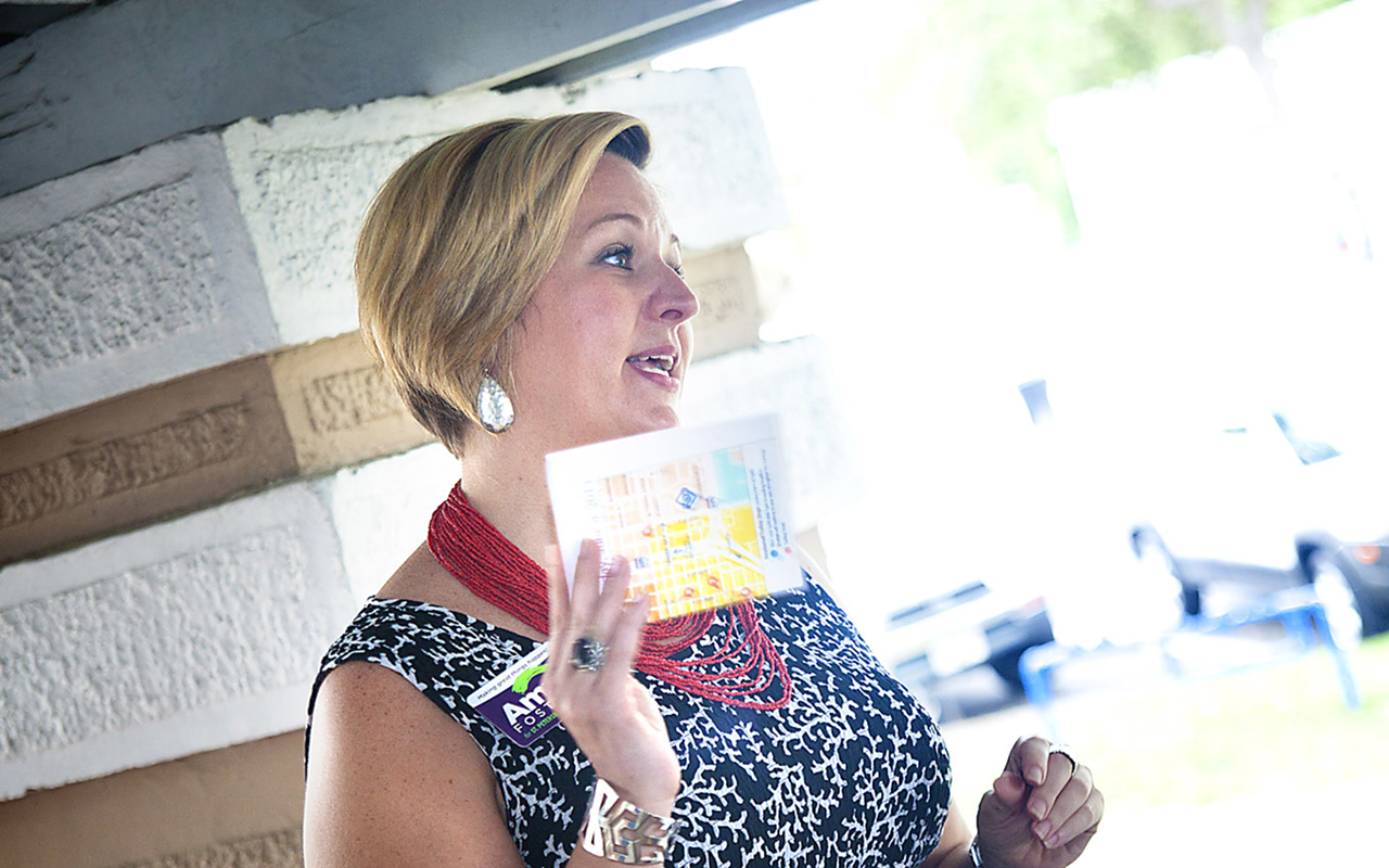 FOSTER & THE PEOPLE: Amy Foster at a recent campaign event at Craftsman House.