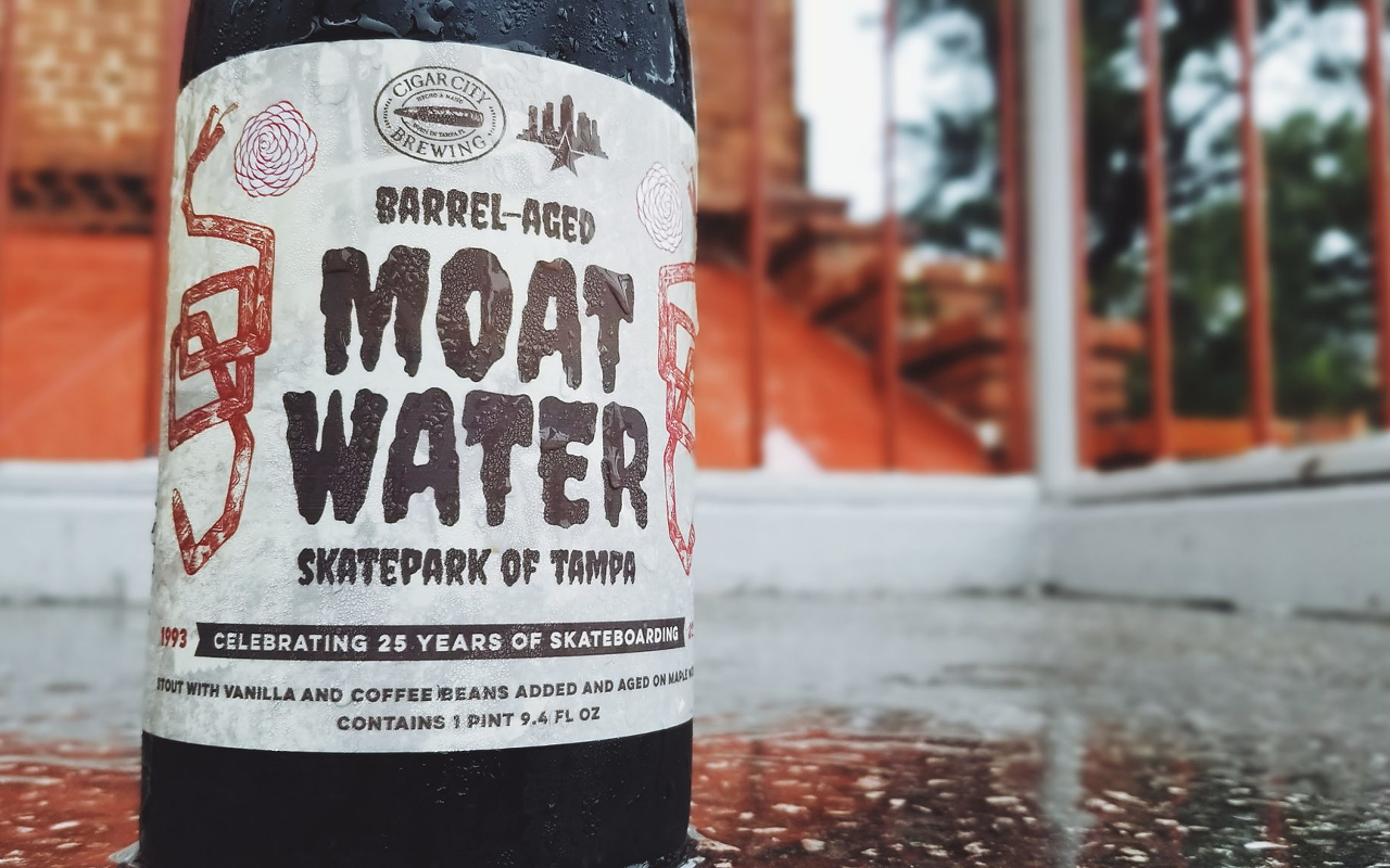 Cheers to Skatepark of Tampa's anniversary with Cigar City Brewing's Moat Water beer samples