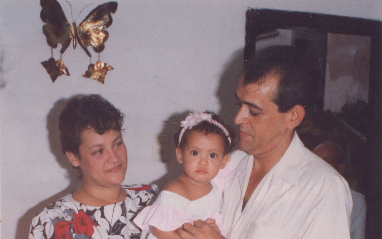 Lis Casanova with her parents in Havana on her second birthday; shortly thereafter, she moved to Bejucal. When she was five, her family won an immigration lottery and came to Miami when she was five.
