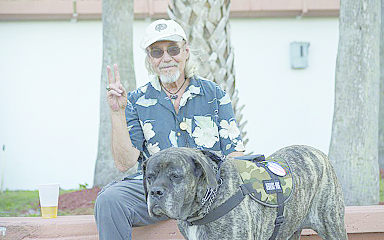 Bill Valliere and his dog, Zoe, feel the Bern.