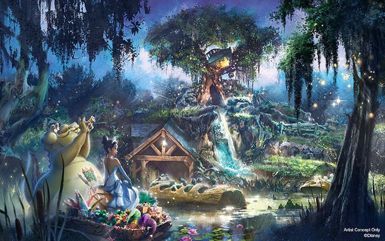 Concept art for the Princess and the Frog redo of Splash Mountain