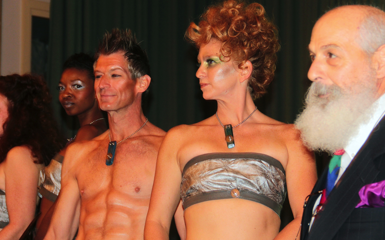 GODS AND GODDESSES: Spathose models  pose with Dr. Steven Bianchi at last year's Erotica event at MFA.
