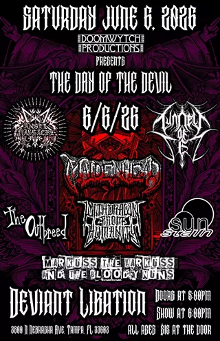 Image: DOOMWYTCH PRODUCTIONS PRESENT: THE DAY OF THE DEVIL: ANGEL MASSACRE | TUNNELS OF SET | MAIDENHEAD | WITHDRAWN FROM HUMANITY | THE OUTBREED | SUN STAIN | MARKUS THE KARUSS AND THE BLOODY NUNS