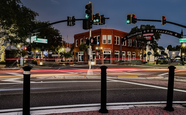 The corner of Broadway and Main Street in Dunedin, Florida on July 21, 2022.