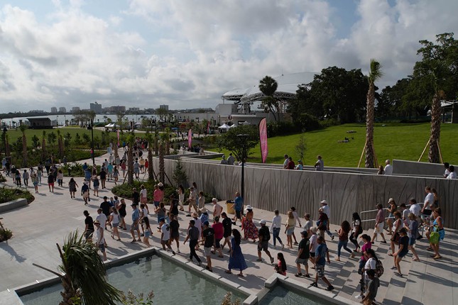 Everyone we saw at the grand re-opening ceremony for Clearwater's renovated Coachman Park