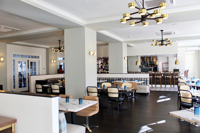 Inside the sleek dining room of HEW Parlor & Chophouse.