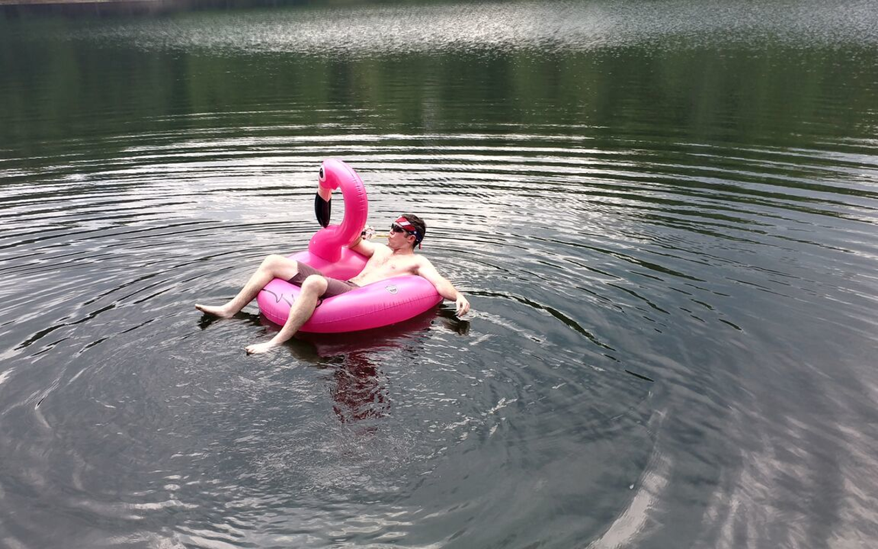 My brother John, showing us all how to relax on the lake.