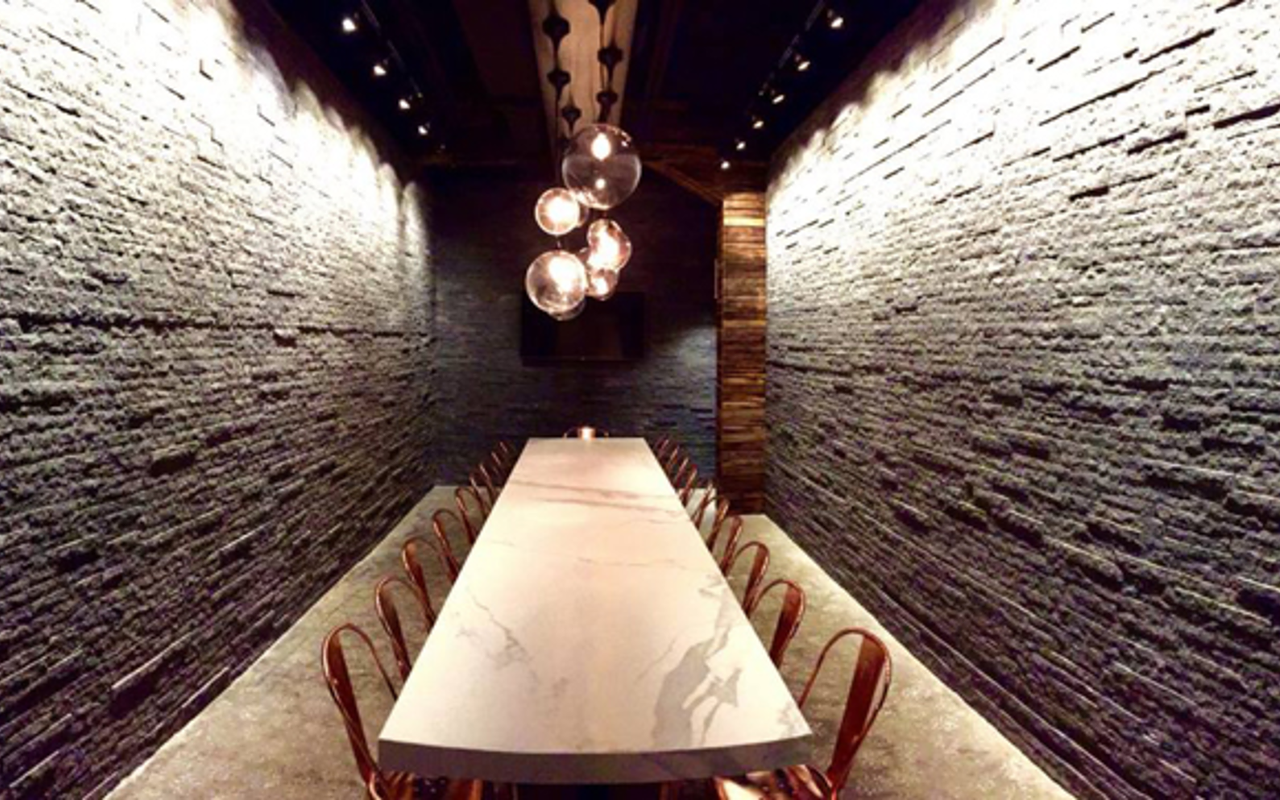 The 20-seat private party room inside O Cocina & Flights.
