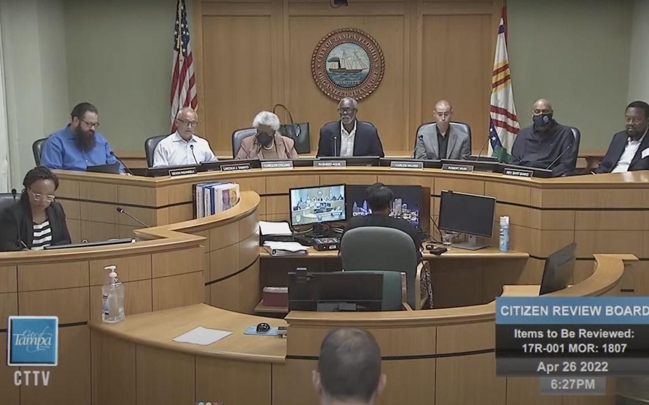 Tampa's Citizen's Review Board during a meeting in April 2022.