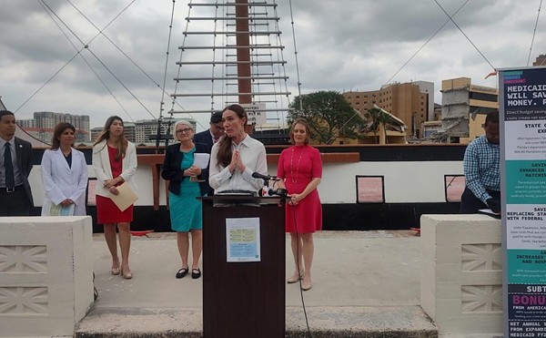 Angela Dumala speaking at a press conference in Tampa on March 27, 2024.