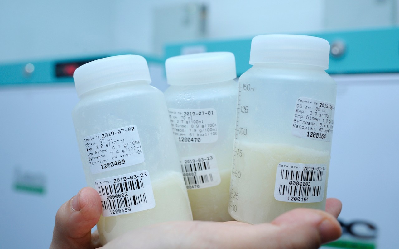 Breast milk containers at the Human Milk Bank laboratory.