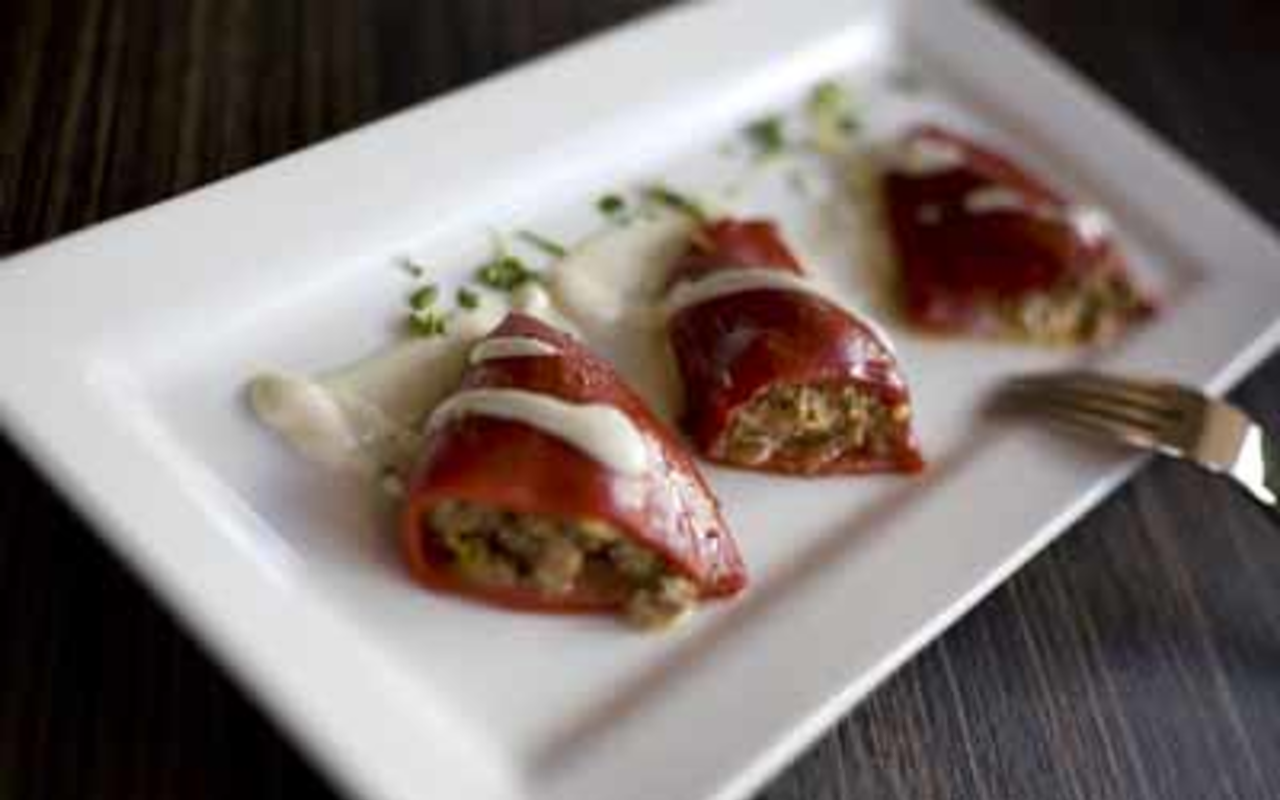 PICK A PECK: Of The Nest's sweet peppers stuffed with mushrooms, spinach and goat cheese.