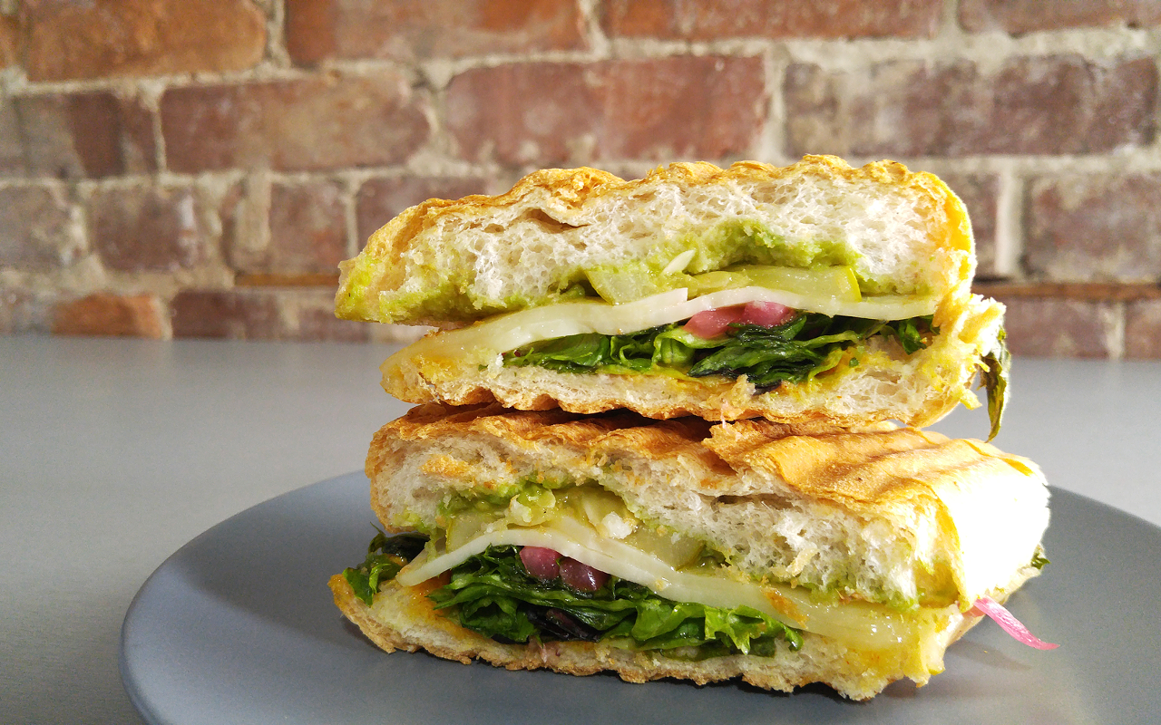 The Bricks' veggie Cuban uses multiple layers to pile on the flavor.