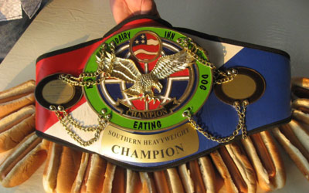 GUT FEELING: The winner of the Dairy Inn Hot Dog Eating contest will likely need to wear a belt this big.