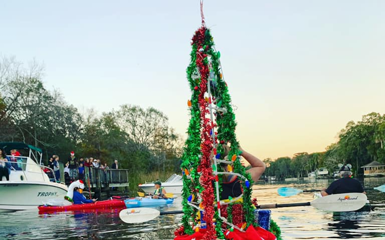 The Hillsborough River Holiday Boat Parade route officially launches at the Lowry Park boat ramp.