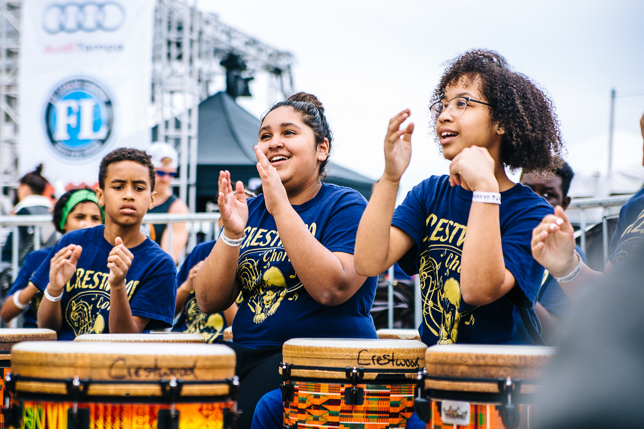 Crestwood Elementary students play Gasparilla Music Festival in Tampa, Florida on March 10, 2018.